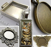 Blank pendant trays to glue art, prints, photo pictures DIY necklace