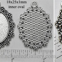 18x25mm Oval Pendant Tray Alternating Daisy Floral Border (Select Amount or Optional Insert)