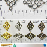 Art Nouveau Connector Knot Charm Metal Bead 10 Piece Pack (Select a Color)