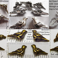 3d Bird Beads 6mm x 15mm with 1mm hole