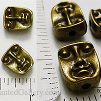 Face Head Beads Reversible 10x12x8mm Bronzetone