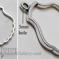 Open Back Clam Shell Frame 34mm x 35mm x 3mm Silvertone