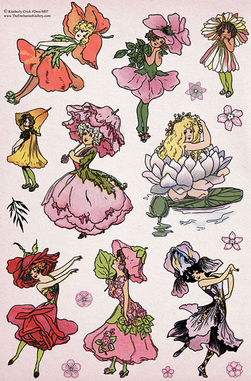 Unmounted Rubber Stamp Set Flower Dress Art #Dres-M07 | Kimberly Crick