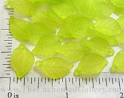 Frosted Translucent Yellowish Green Acrylic Leaf Beads with 1mm Hole (20 Pack)