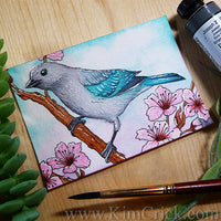 Blue-Gray Tanager Watercolor Painting Daniel Smith Joseph Z's Cool Grey New 2019 color art
