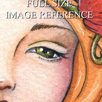 Digital File - Art Nouveau Poppy Flower Lady Watercolor Artwork Color Painting Clip Art Download