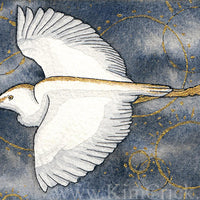  Original Art Watercolor Painting Decorative Gold Cattle Egret 