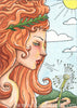 Rosa Gallery watercolor painting Greek Goddess portrait dandelion wish Art Nouveau