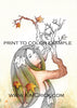  Digital File - Greek Dryad Tree Spirit Lady Line Drawing Black White Clip Art Digi Stamp Printable Download 