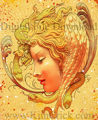 Digital File - Medusa Greek Goddess Artwork Color Clip Art Download