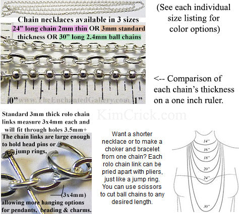 30 Ball Chain Necklace 2.4mm Thick (Select a Color, Quantity)