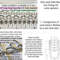 24" Thin Style 2mm Rolo Chain Necklace (Select a Color, Quantity)