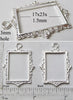 Open Back Rectangle Frame 17mm x 23mm x 1.5mm Thin Ornate Picture Silvertone