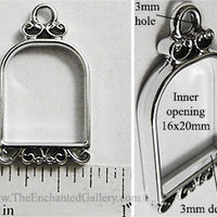 Open Back Small Bird Cage Frame 16mm x 20mm x 3mm Silvertone