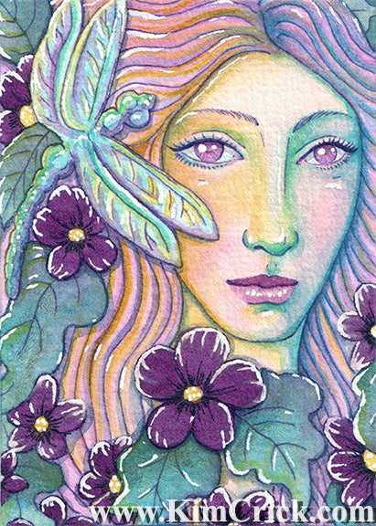 Purple Watercolor Floral Book Art (Original)