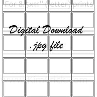Digital File - Simple Swatch Card Printable (20 tiled 2" cards for 8.5"x11" paper). Great for Colored Pencils. Instant Download