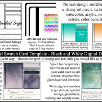 Digital download watercolor swatch card template universal color pencil, ink, marker, pastel color chart