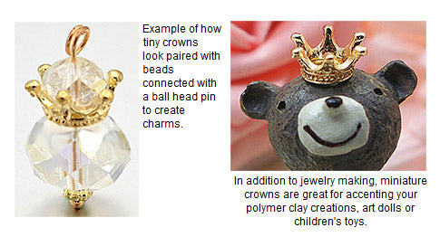 Miniature Doll Crown Metal Gem Slot Style Bead Caps 13x6mm (Select a C