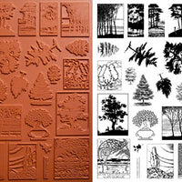 Unmounted Rubber Stamp Set Nature Trees #Tree-125