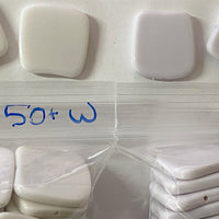 BULK SALE - Small 20mm x 20mm x 3mm Curved Square Beads for DIY About 50 pieces 3"x4" bag (Choose Off-White or Regular White)