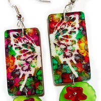 Butterfly handmade jewelry earrings frosted acrylic flower beads leaf charms hook wire