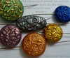 Polymer clay focal beads handmade with spiral stamp texture sheet pearl ex perfect pearls mica