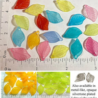 Frosted Translucent Acrylic Leaf Beads with 1mm Hole 20 Pack (Select a Color)