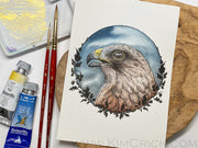 Original Art - Red Shouldered Hawk Bird Art Maimeri Blu Watercolor Painting (5x7, Not a Print)