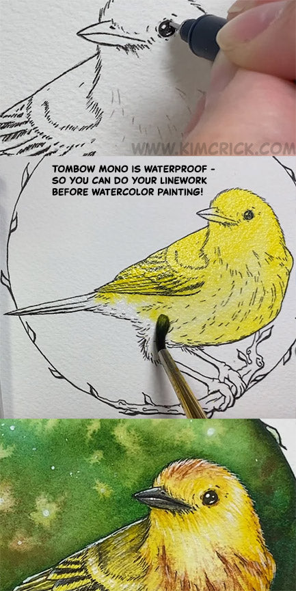 Tombow Mono 01 Waterproof Pigment Ink Pen (0.1mm tip size) for Waterco