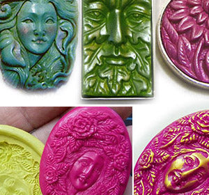 Flexible push molds for polymer clay jewelry making DIY art doll face woman head cab