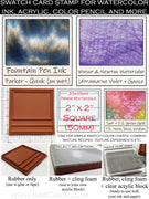 Simple Swatch Card Rubber Stamp for Watercolor, Ink, Acrylic, Marker, Pencil. Organize Mixing Recipes and Techniques (Select Mounting Option)