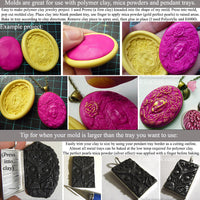 Jewelry making pendant trays and polymer clay flexible push molds project idea craft