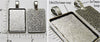 18x25mm Rectangle Pendant Tray with Top Hanger Bail Antiqued Silvertone (Select Amount or Optional Insert)