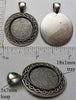 18mm Circle Pendant Tray Repeat Curl Dot Border Antiqued Silver (Optional Insert)