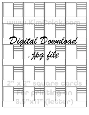 Digital File - Complex Swatch Card Printable (20 tiled 2" cards for 8.5"x11" paper). Great for Marker and Pencil Techniques. Instant Download