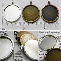20mm x 20mm x 1mm Circle Pendant Tray Plain Style Smooth Back (Select Color, Amount, or Optional Insert)