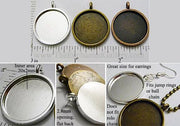 20mm x 20mm x 1mm Circle Pendant Tray Plain Style Smooth Back (Select Color, Amount, or Optional Insert)