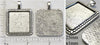 25mm Square Triangle Border Textured Bezel Pendant Tray Antiqued Silvertone 
