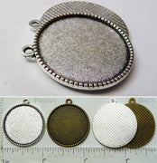 Clearance SALE 25 Pack - 25mm x 1mm Simple Rope Edge Waffle Back Pendant Tray Round Blank (Select Silver or Bronze Finish)