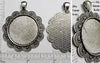 30mm Circle Pendant Tray Overlapping Scallop Doily Border Textured Back Antiqued Silver (Select Amount or Optional Insert)