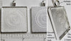 30mm Square Textured Pendant Tray Shiny Silver