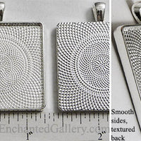 30mm Square Textured Pendant Tray Shiny Silver
