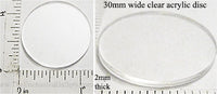 Laser Cut Acrylic Clear 30mm Circle Disc 5 Pack (Flat, No Hole)