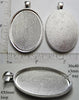 30mm x 40mm x 3mm Oval Pendant Tray Textured with Bail Silver (Select Optional Insert)