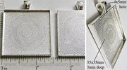 35mm XL Square Textured Pendant Tray Silvertone