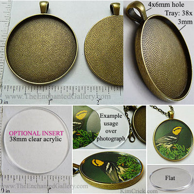 38x38x3mm Circle Textured Bronzetone Pendant Tray (Cover Insert Optional)