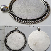40mm x 1mm Rope Dot Line Border Pendant Tray Smooth Back with 4x6mm Bail