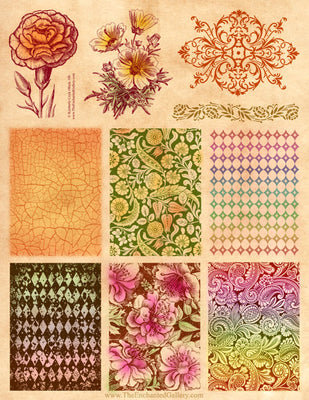 Unmounted Rubber Stamp Set Flower Collage #Bouq-M02