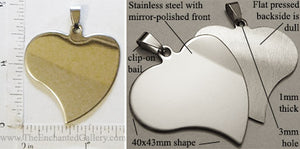 Abstract Heart Stainless Steel Flat Dog Tag Style Pendant