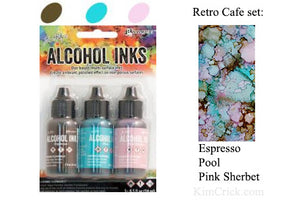 Alcohol Ink 3 Pack Retro Cafe Set - Espresso, Pool, Pink Sherbet